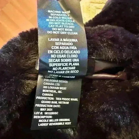 Nicole Miller Original Puffer Faux Fur Women’s Vest Black Medium Reversible - Picture 14 of 14